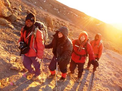 Climbing summit night and the sun was finally coming up