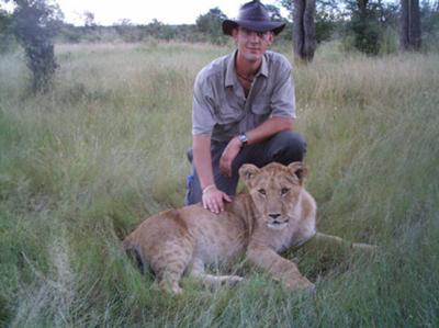 With lion cub