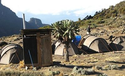 Kili camp and outhouse toilet