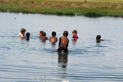Having a swim with the locals