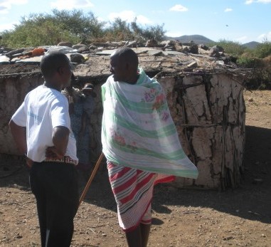 On the way to Joseph's Maasai village, we stopped to visit his brother-in-law, which gave me a closeup of the hut. They have one for each wife. 